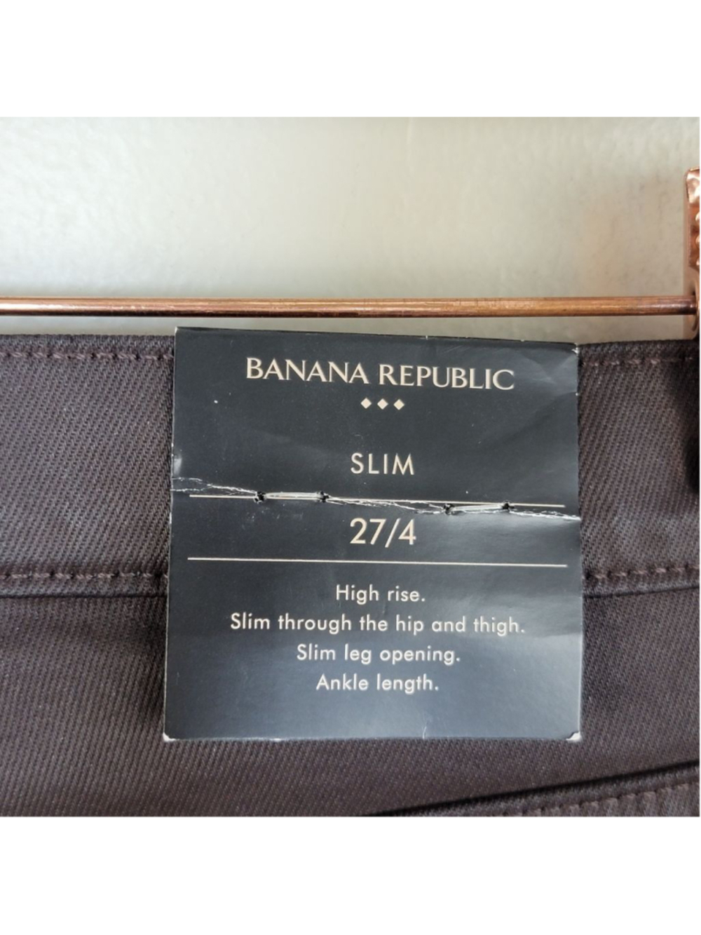 NEW Banana Republic High Rise Slim Fit Straight Let Coated Jeans Red Brown 4 27 - Picture 8 of 13